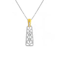 925 STERLING SILVER OPEN WORK DANGLED PENDANT WITH CUBIC ZIRCONIA