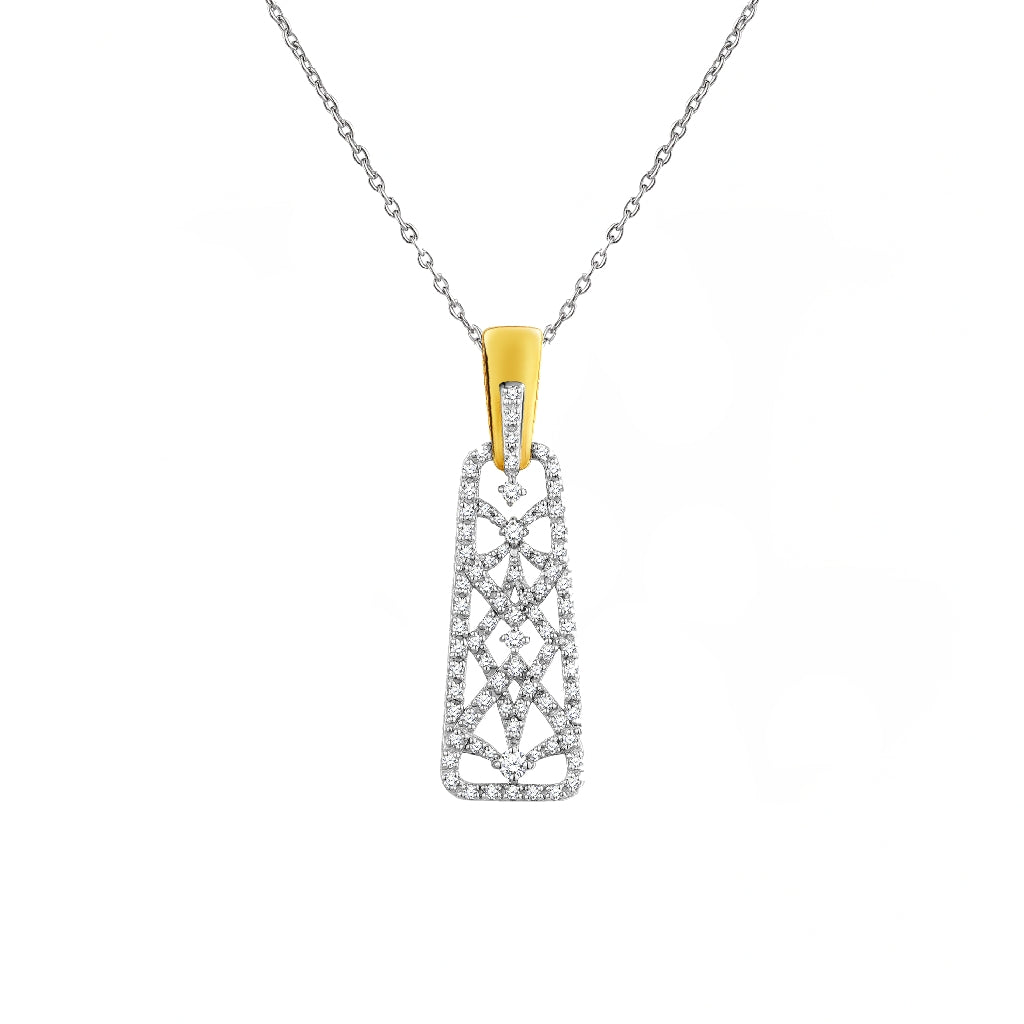925 STERLING SILVER OPEN WORK DANGLED PENDANT WITH CUBIC ZIRCONIA