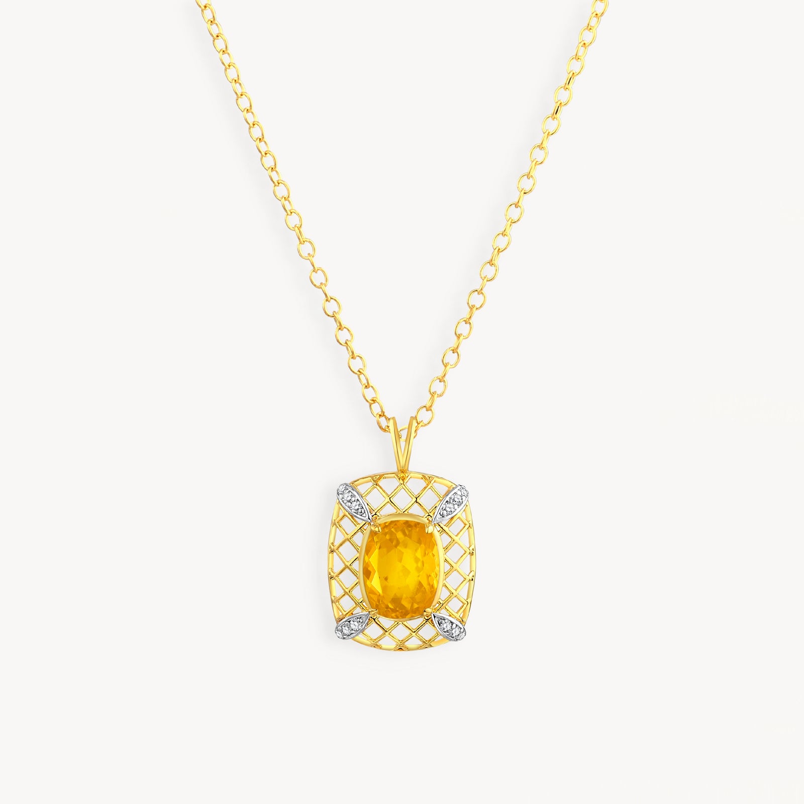 925 STERLING SILVER PENDANT WITH GOLDEN CITRINE