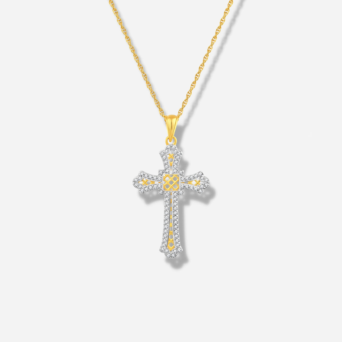 925 STERLING SILVER CROSS PENDANT WITH WHITE ZIRCON