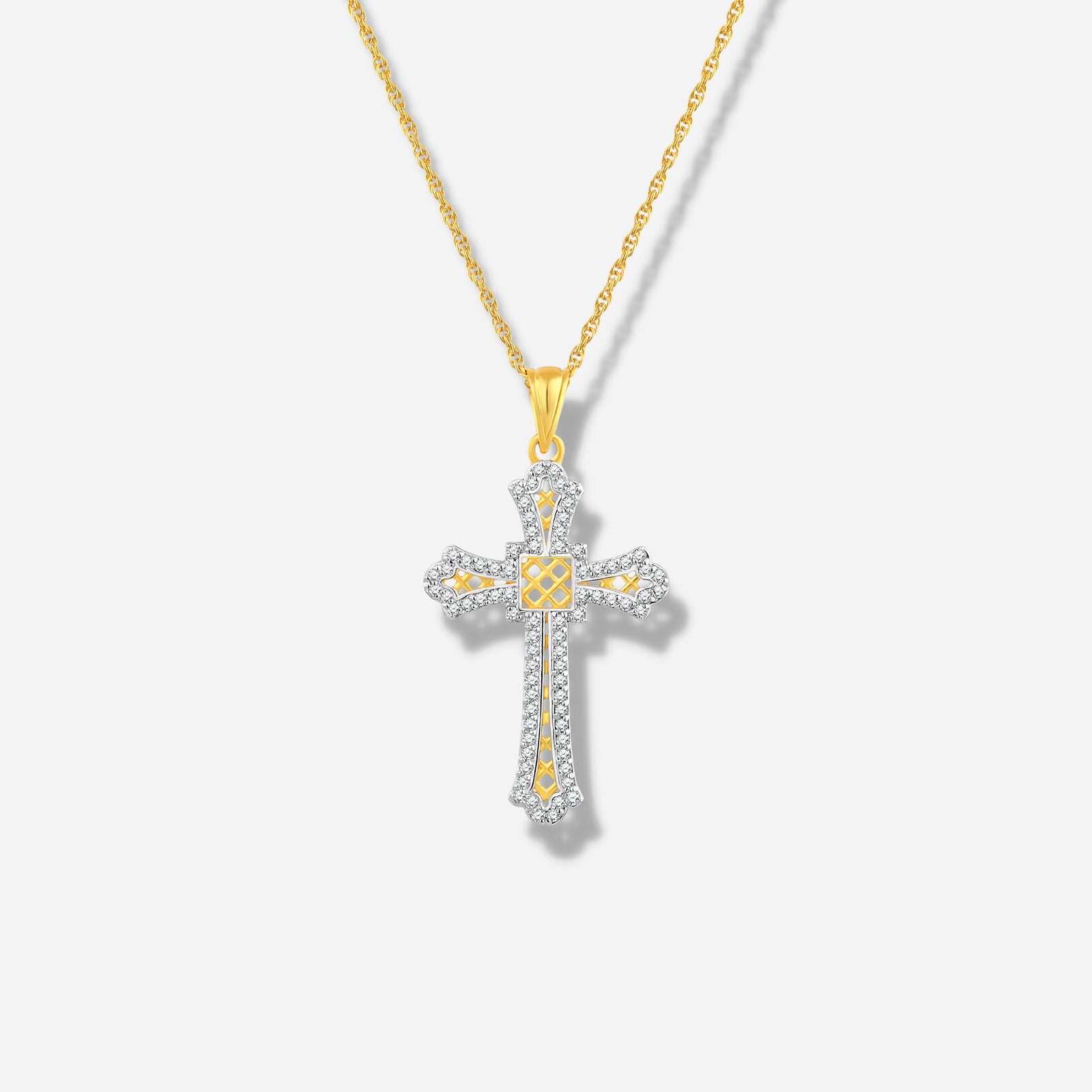 925 STERLING SILVER CROSS PENDANT WITH WHITE ZIRCON