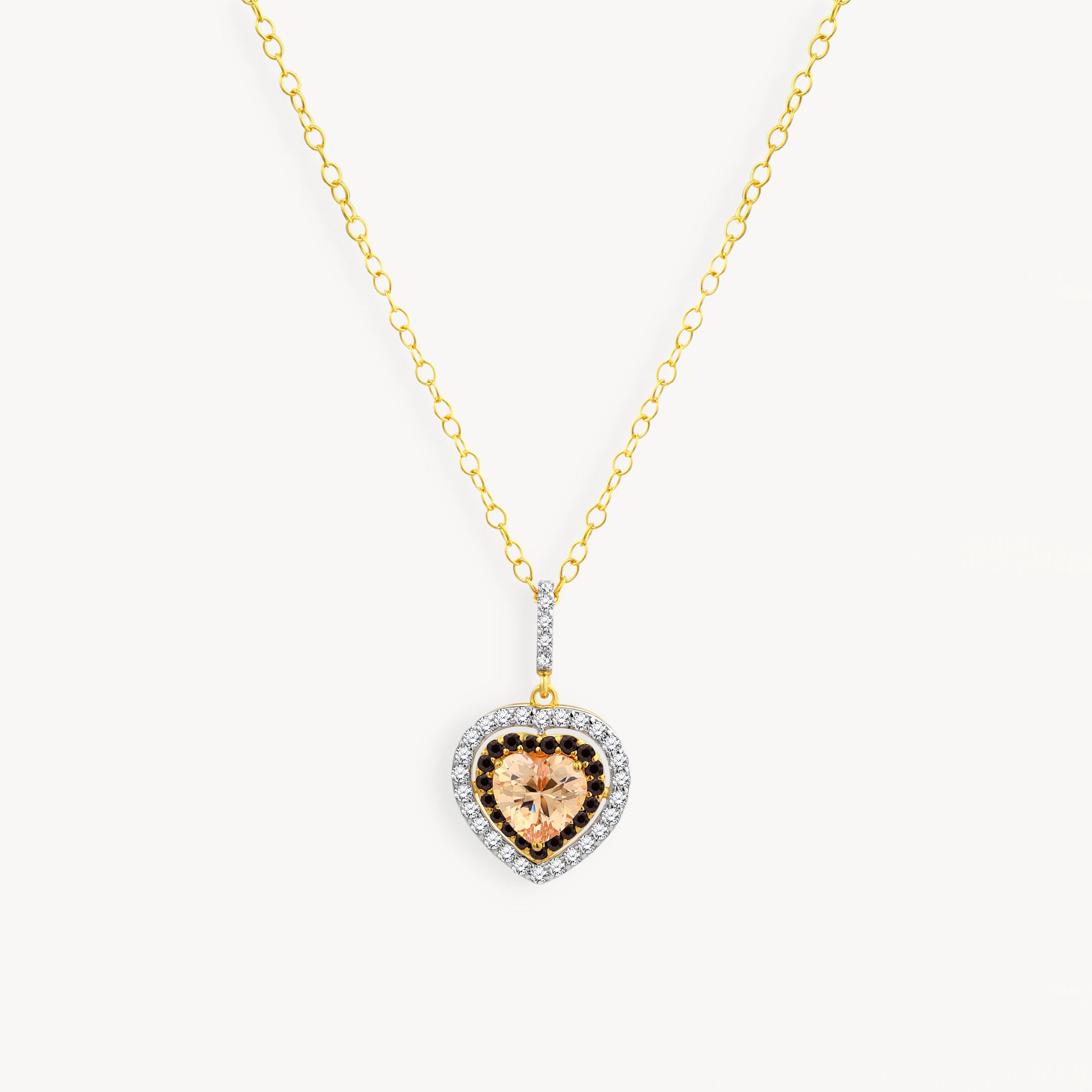 925 STERLING SILVER PENDANT WITH BROWN CUBIC ZIRCONIA