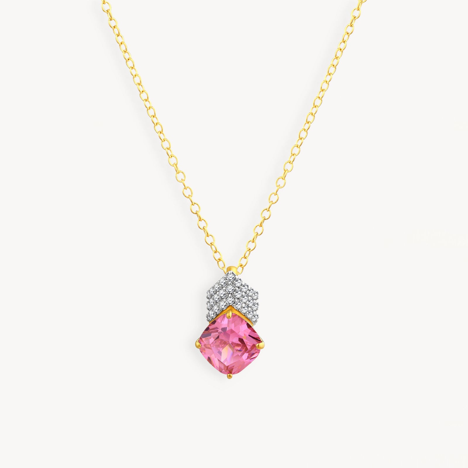 925 STERLING SILVER PENDANT WITH PINK CUBIC ZIRCONIA