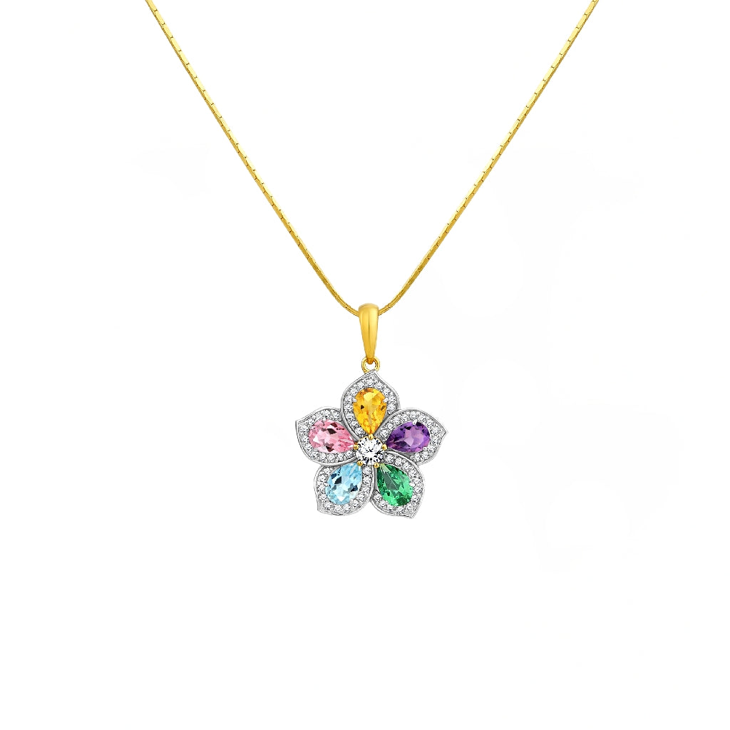 925 STERLING SILVER PENDANT WITH MULTICOLOR STONES