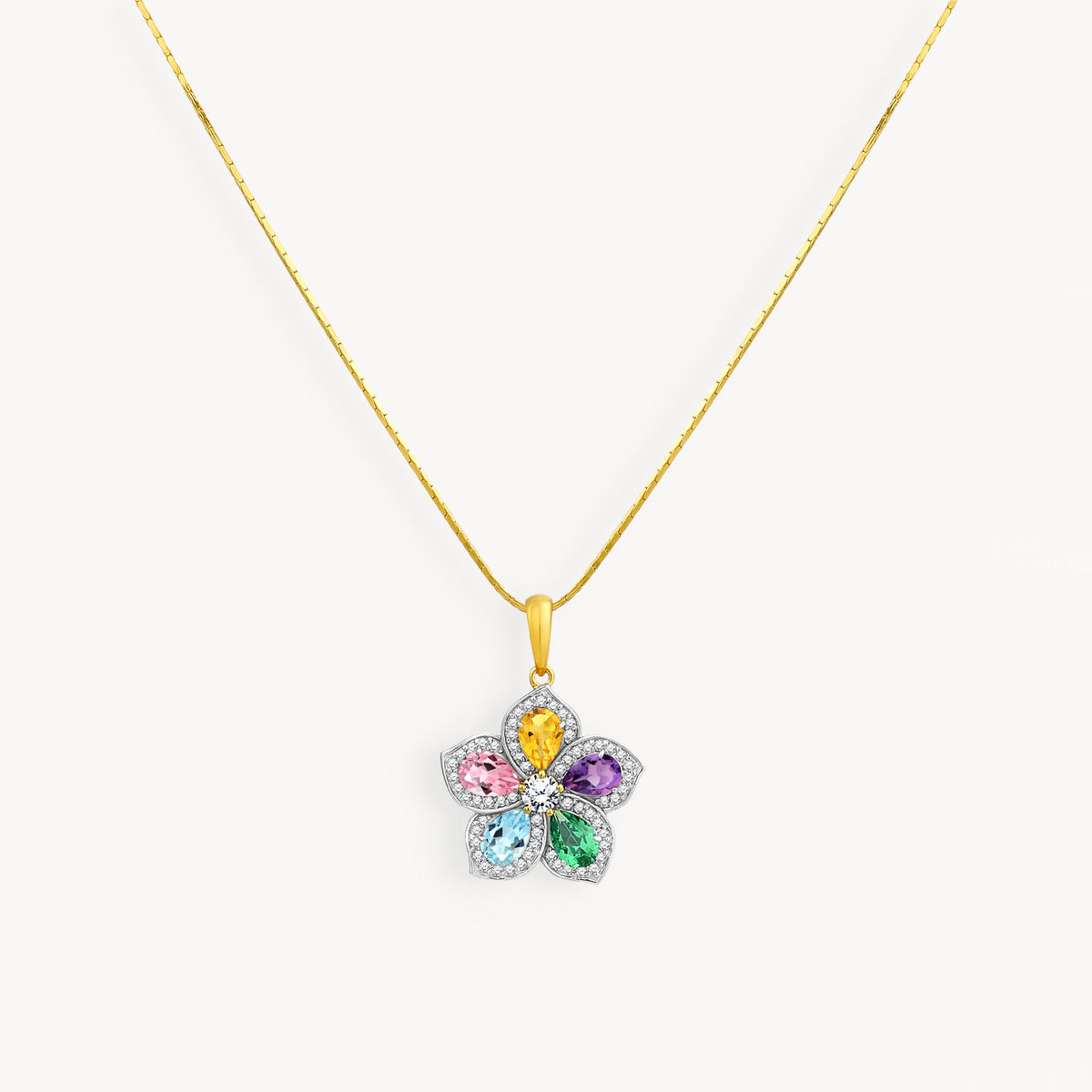 925 STERLING SILVER PENDANT WITH MULTICOLOR STONES