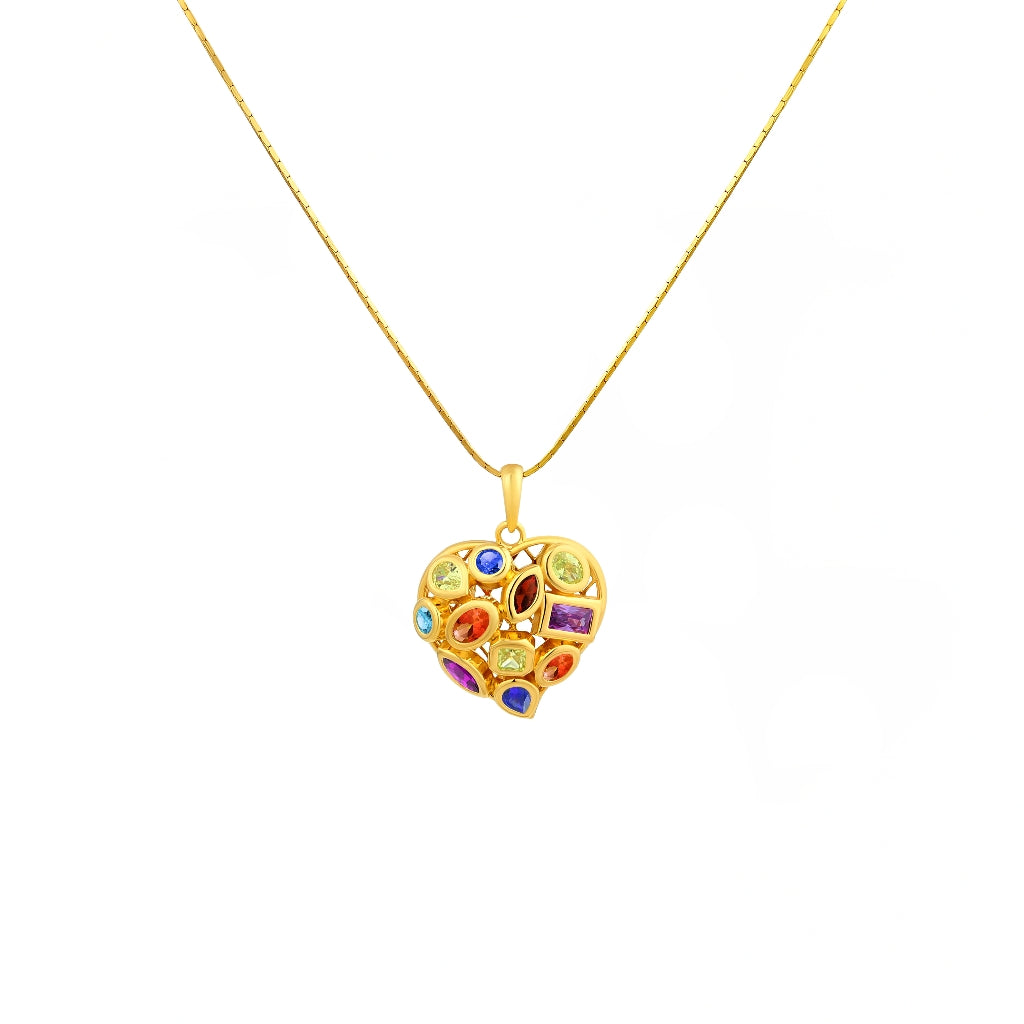 925 STERLING SILVER PENDANT WITH MULTICOLOR STONES