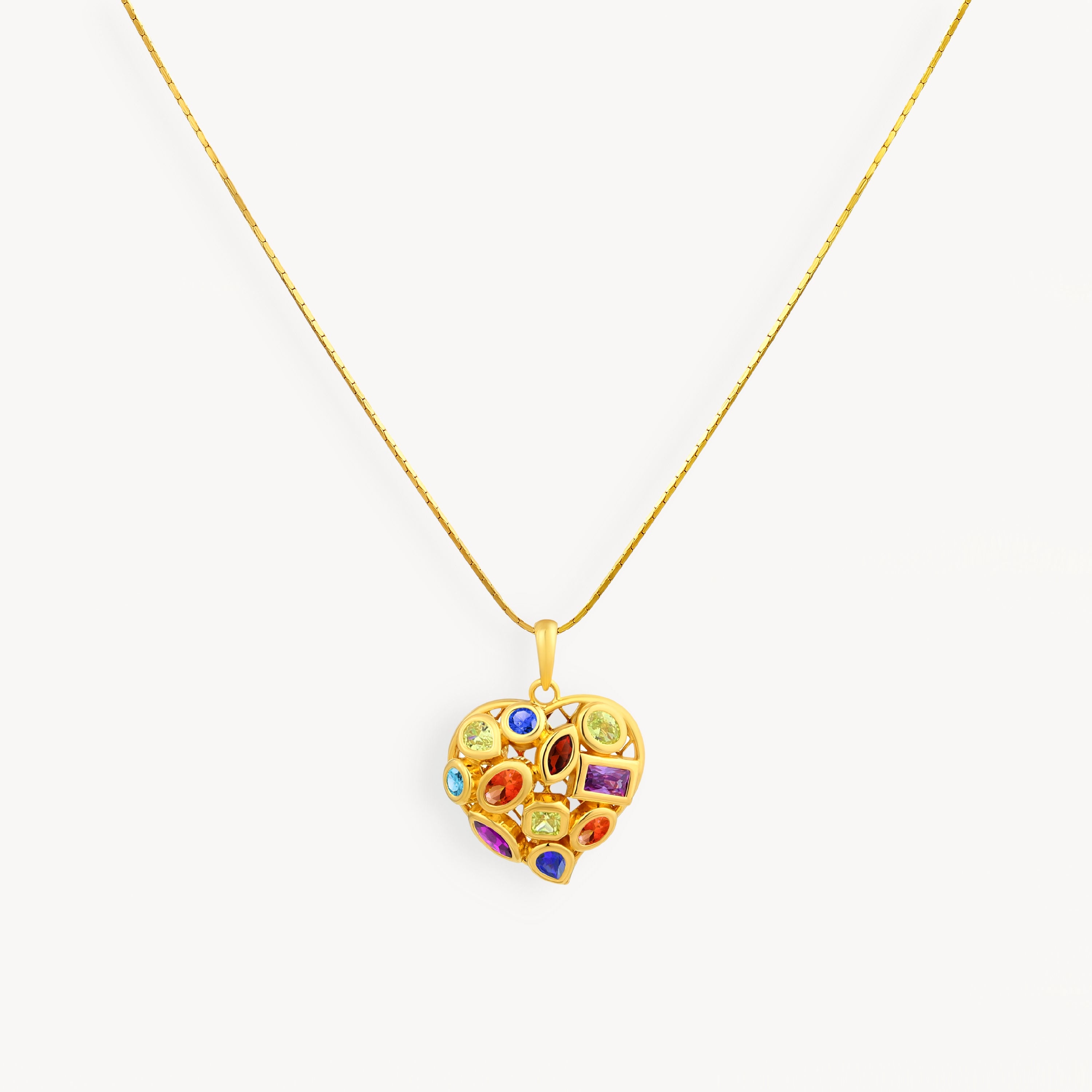 925 STERLING SILVER PENDANT WITH MULTICOLOR STONES
