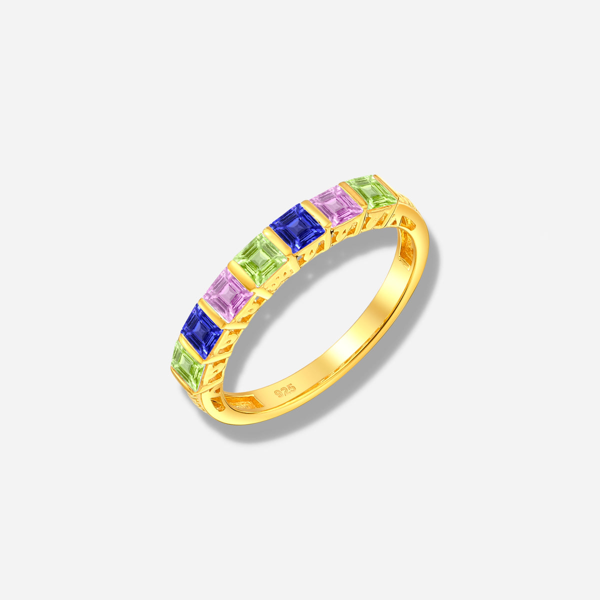 925 STERLING SILVER RING WITH MULTICOLOR