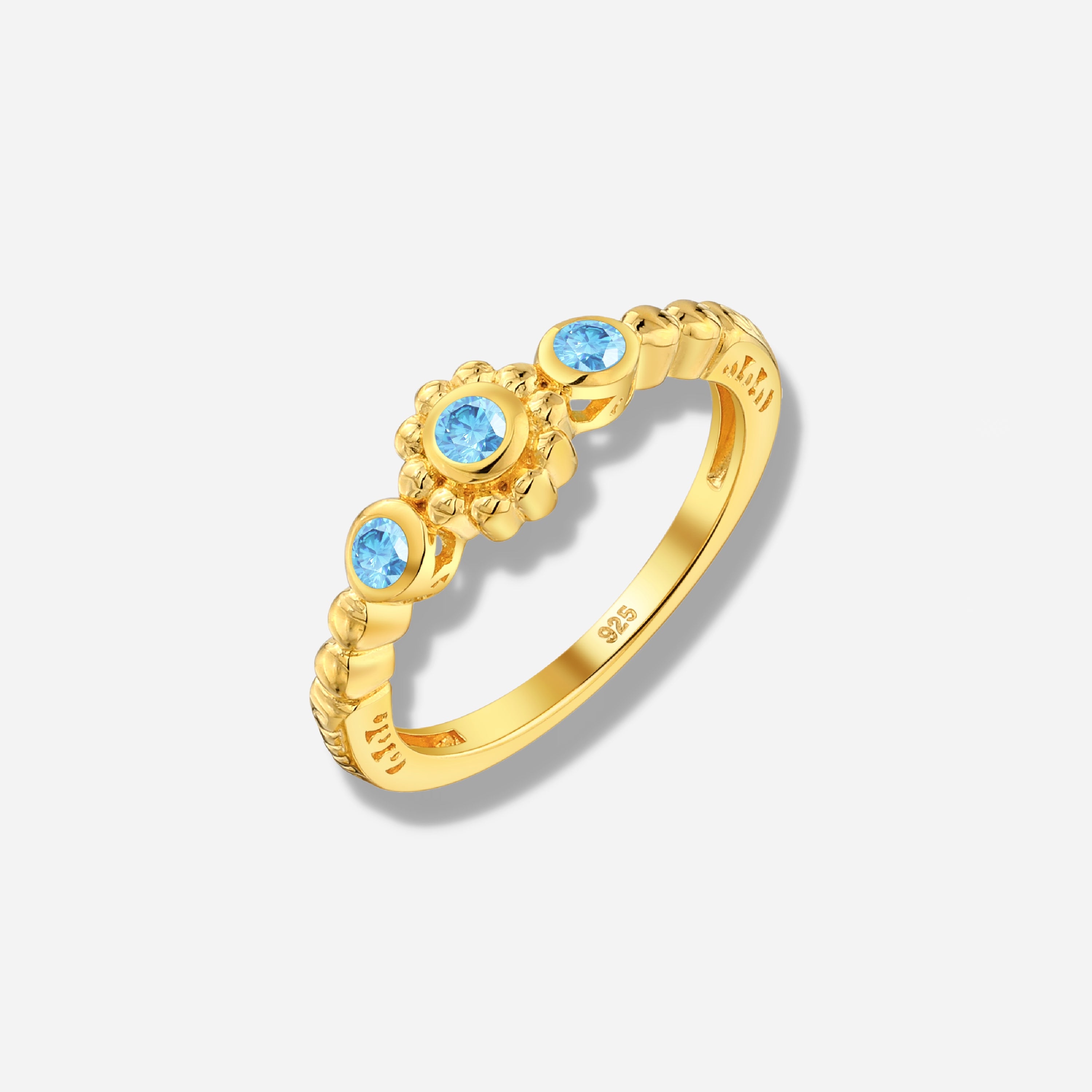 925 STERLING SILVER RING WITH SWISS BLUE TOPAZ