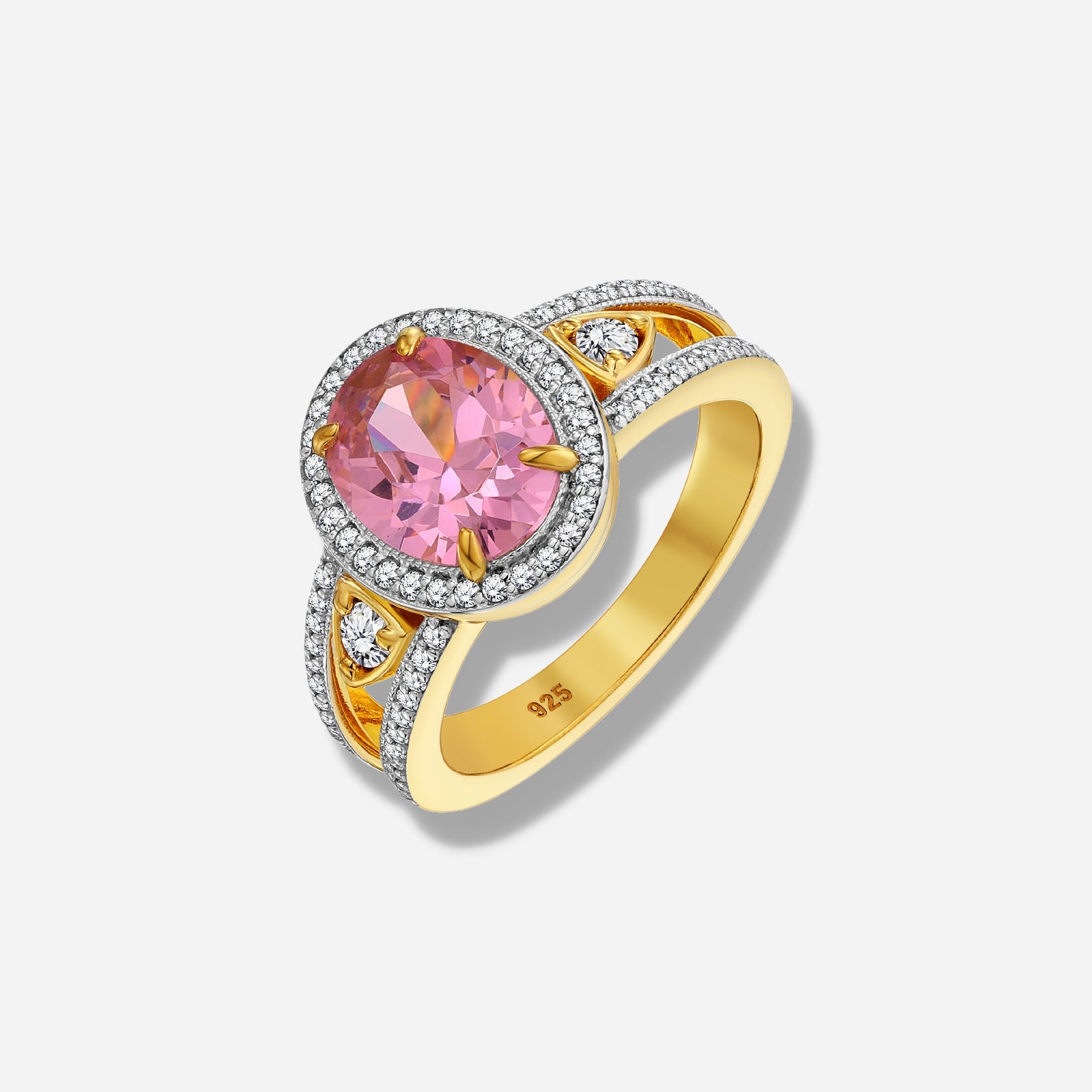 925 STERLING SILVER RING WITH PINK CUBIC ZIRCONIA