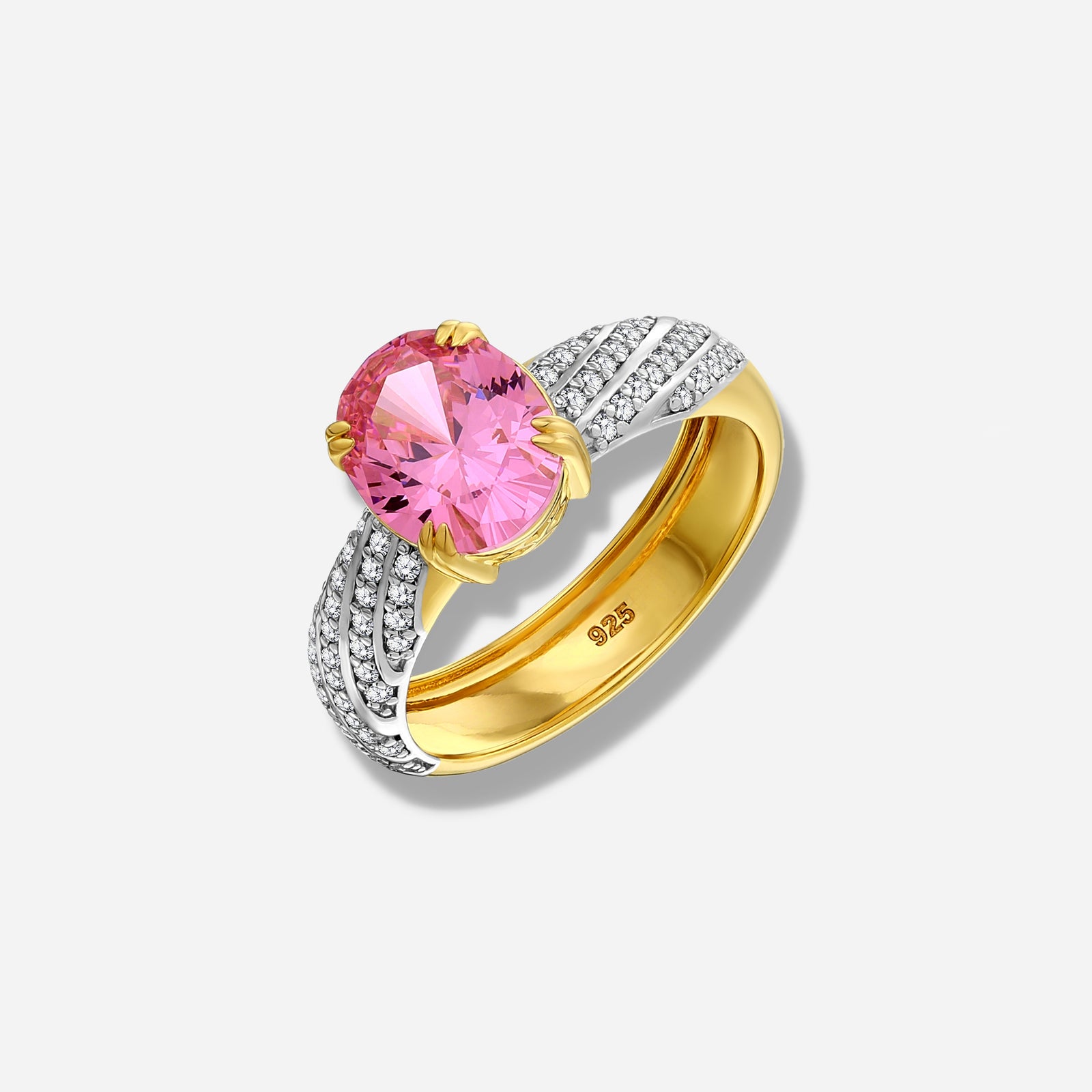 925 STERLING SILVER RING WITH PINK CUBIC ZIRCONIA