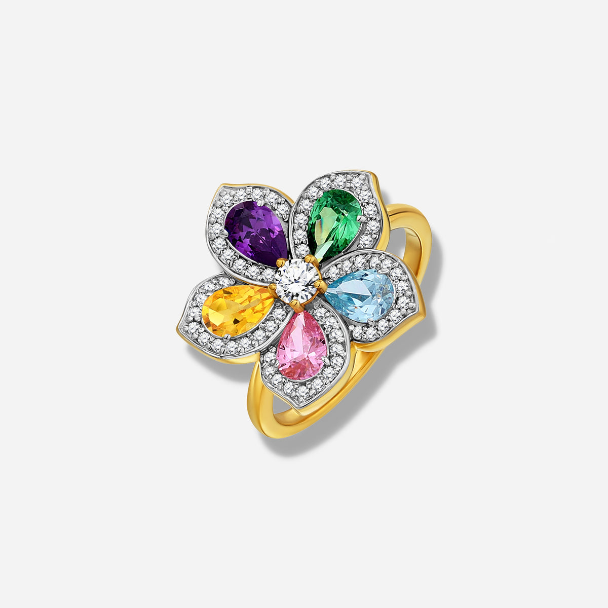 925 STERLING SILVER RING WITH MULTICOLOR