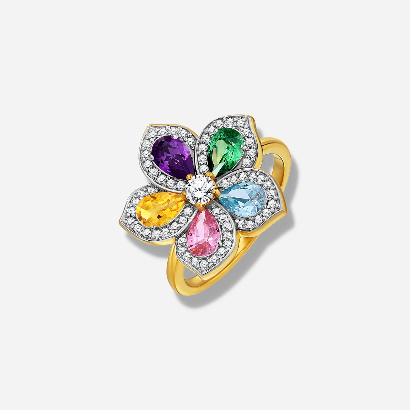 925 STERLING SILVER RING WITH MULTICOLOR