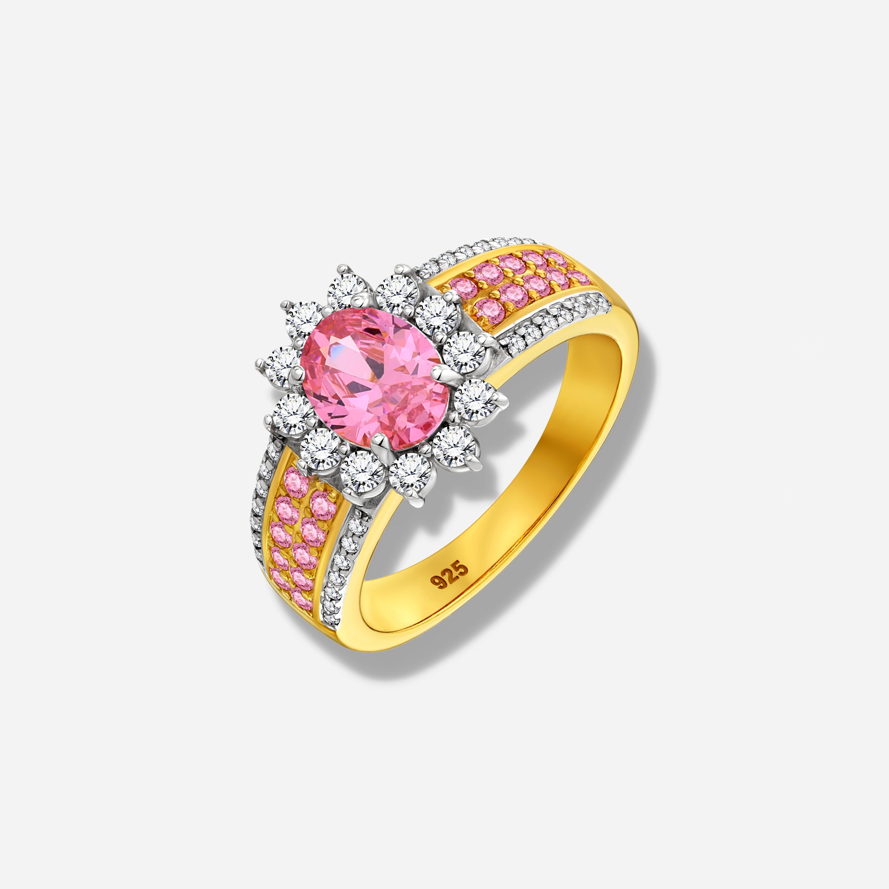 925 STERLING SILVER RING WITH PINK CUBIC ZIRCONIA