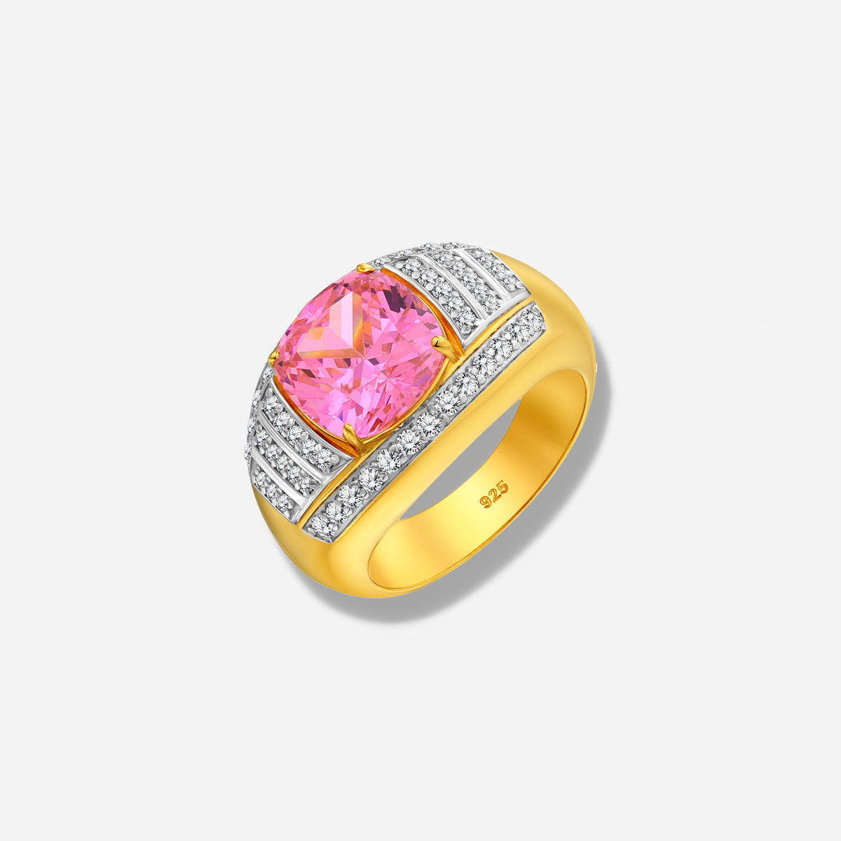 925 STERLING SILVER RING WITH PINK CUBIC ZIRCONIA