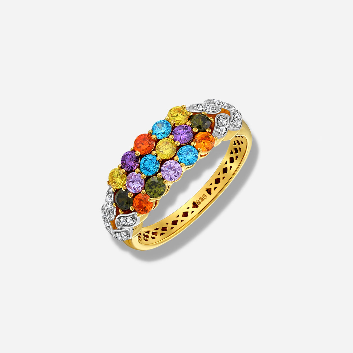 925 STERLING SILVER RING WITH MULTICOLOR
