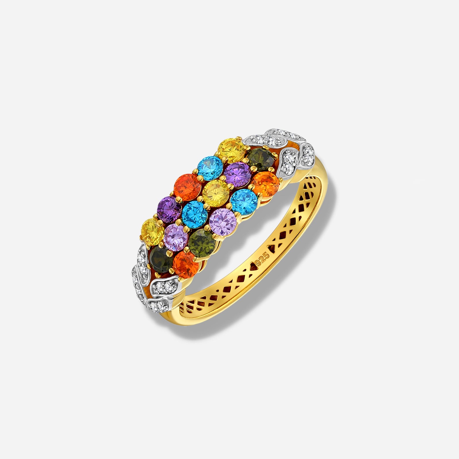 925 STERLING SILVER RING WITH MULTICOLOR