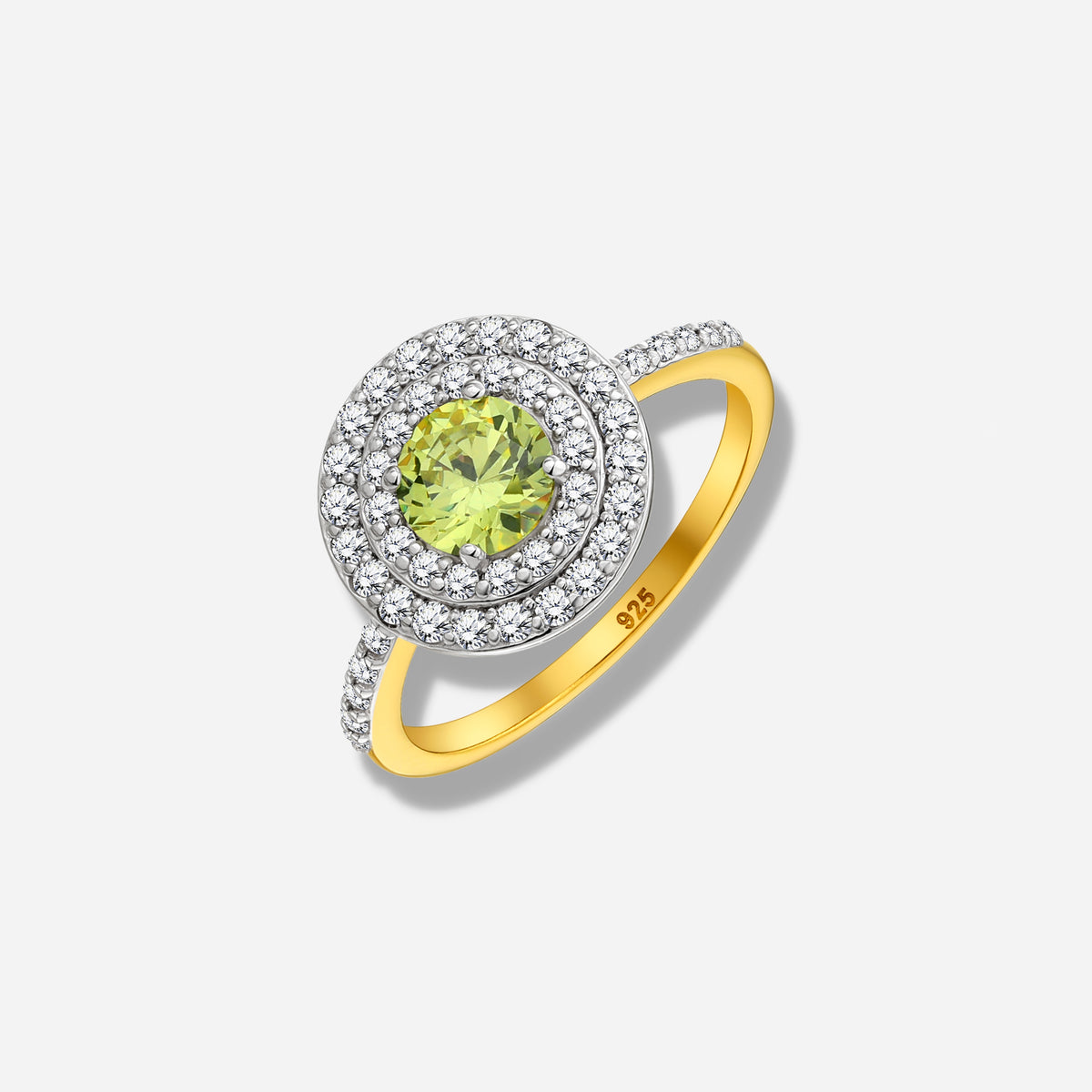 925 STERLING SILVER RING WITH PERIDOT CUBIC ZIRCONIA