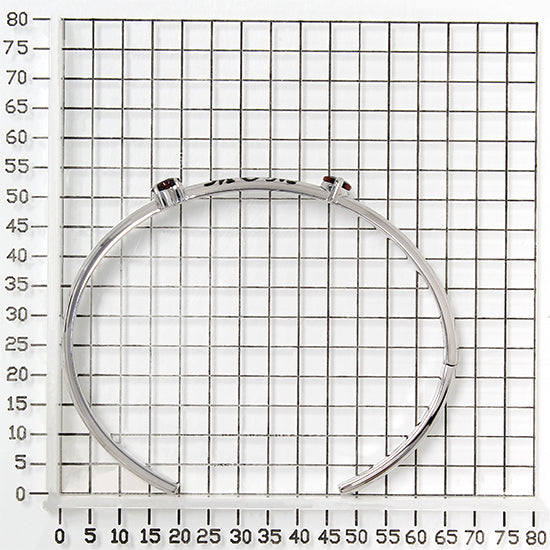 925 STERLING SILVER CUFF BANGLE WITH GARNET HEART