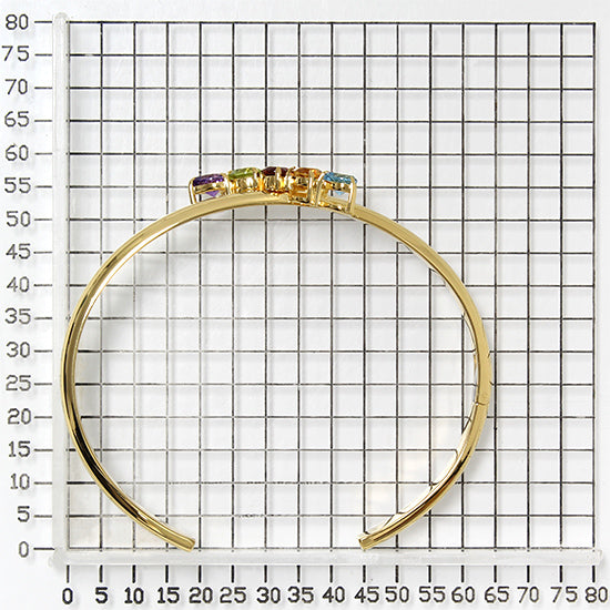 925 STERLING SILVER HINGED BANGLE WITH MULTICOLOR STONE