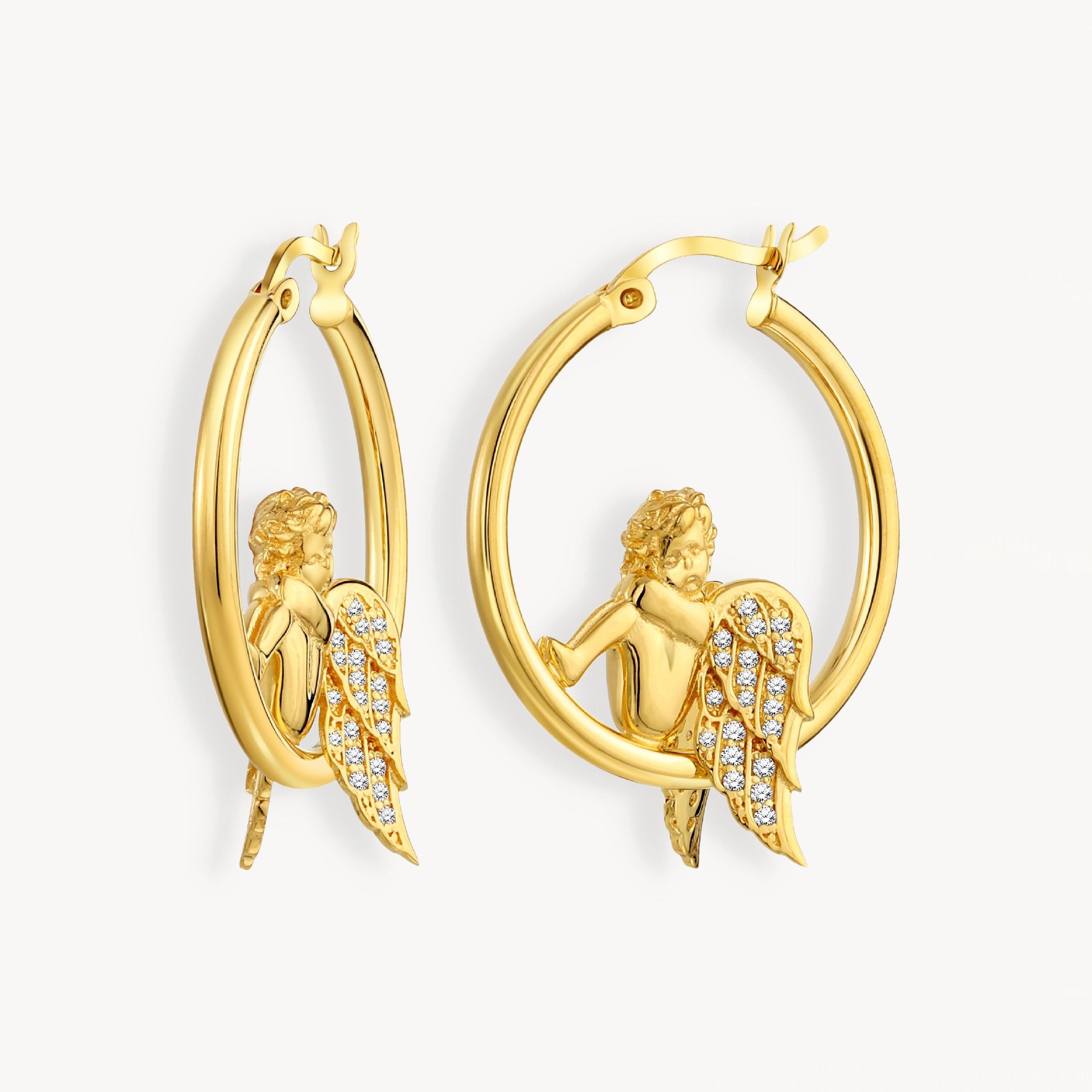 925 STERLING SILVER CUPID EARRINGS WITH CUBIC ZIRCONIA