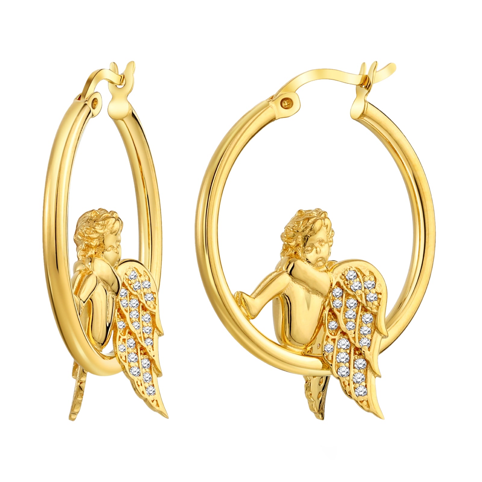 925 STERLING SILVER CUPID EARRINGS WITH CUBIC ZIRCONIA