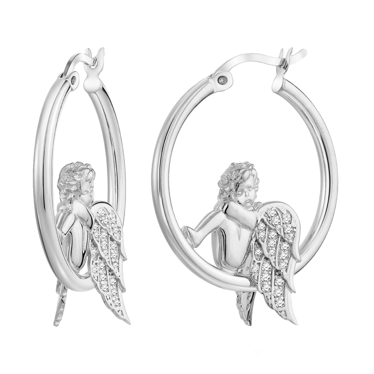 925 STERLING SILVER CUPID EARRINGS WITH CUBIC ZIRCONIA