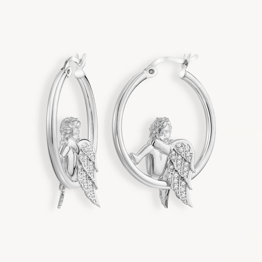 925 STERLING SILVER CUPID EARRINGS WITH CUBIC ZIRCONIA