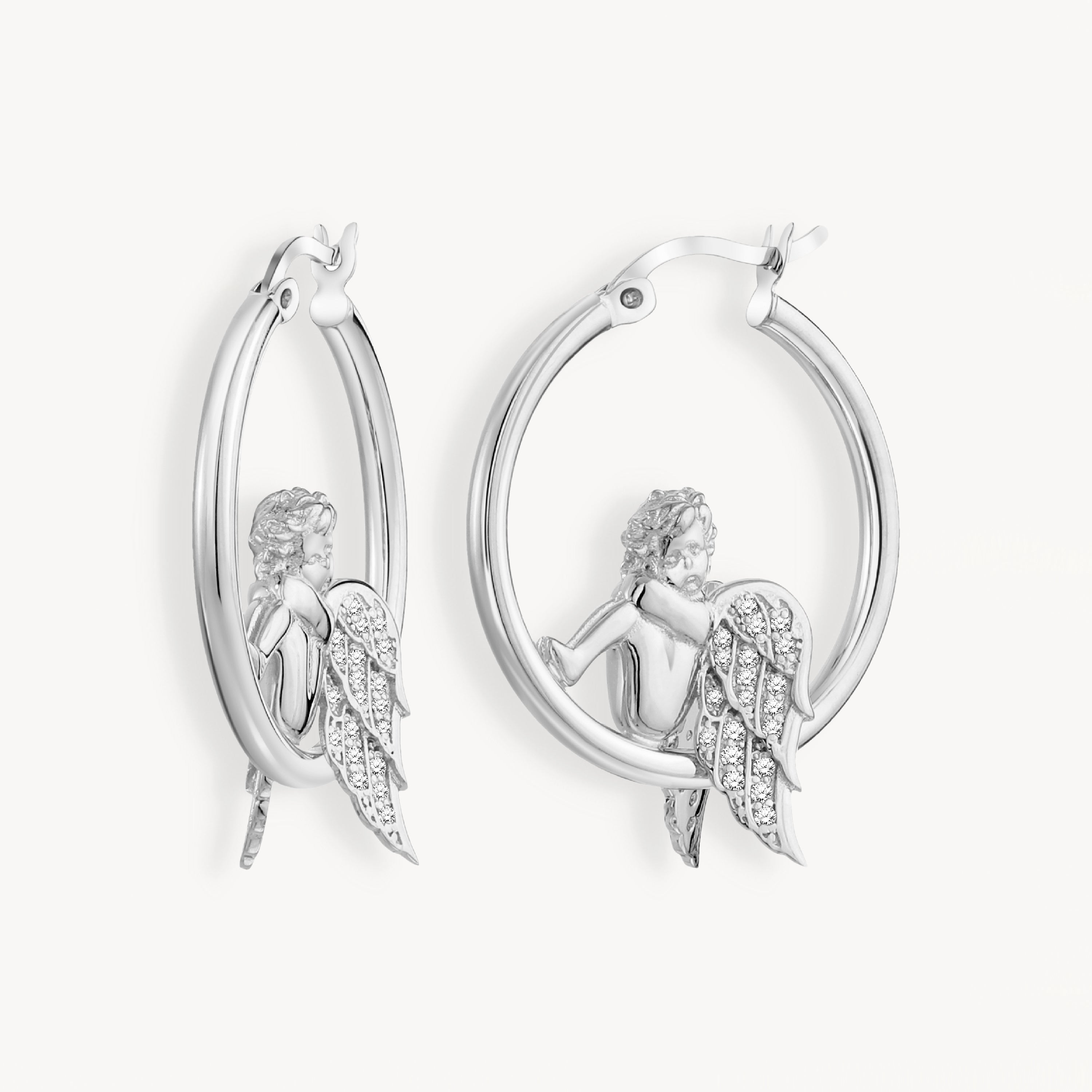 925 STERLING SILVER CUPID EARRINGS WITH CUBIC ZIRCONIA