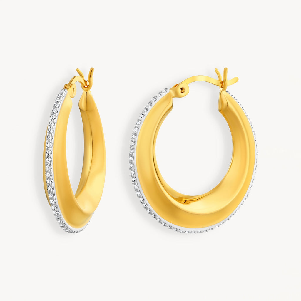 925 STERLING SILVER HOOP EARRINGS WITH CUBIC ZIRCONIA