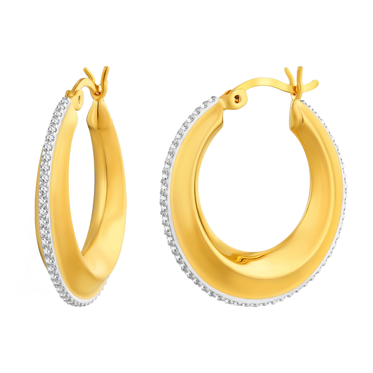 925 STERLING SILVER HOOP EARRINGS WITH CUBIC ZIRCONIA
