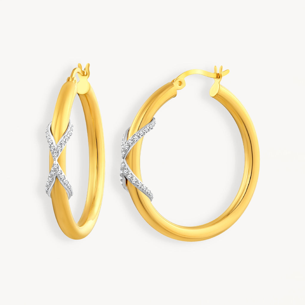 925 STERLING SILVER HOOP EARRINGS WITH CUBIC ZIRCONIA