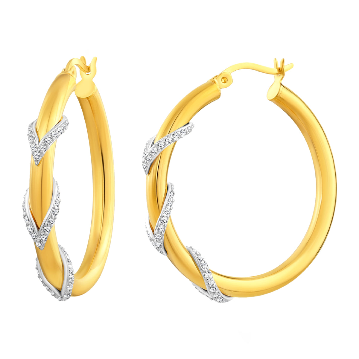 925 STERLING SILVER HOOP EARRINGS WITH CUBIC ZIRCONIA