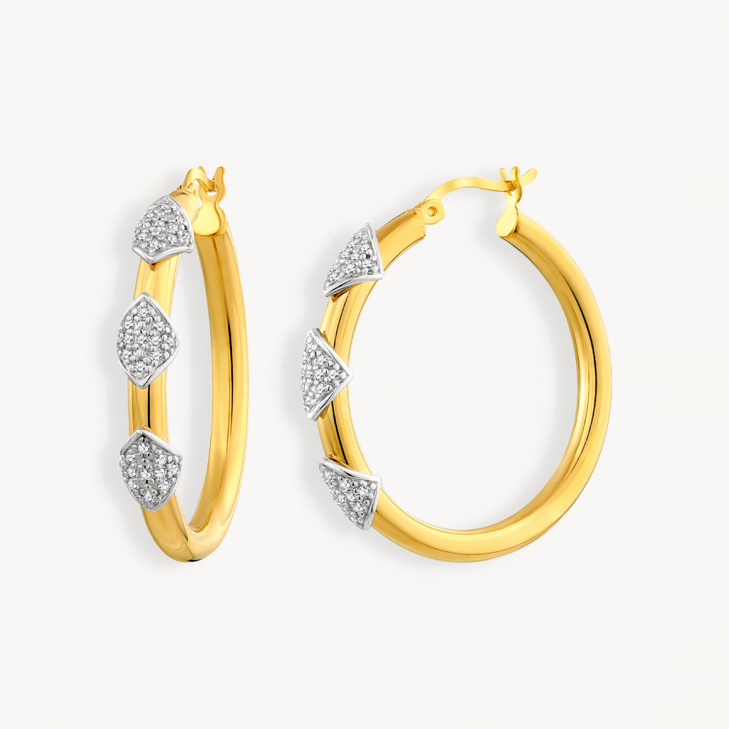 925 STERLING SILVER HOOP EARRINGS WITH CUBIC ZIRCONIA
