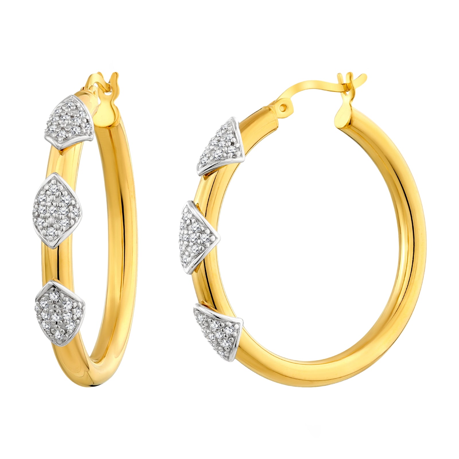 925 STERLING SILVER HOOP EARRINGS WITH CUBIC ZIRCONIA