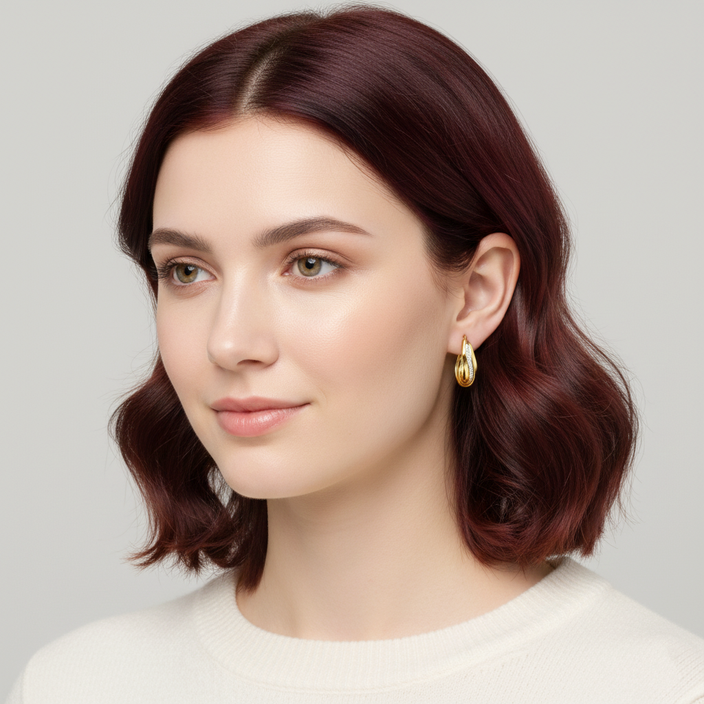 925 STERLING SILVER HOOP EARRINGS WITH CUBIC ZIRCONIA