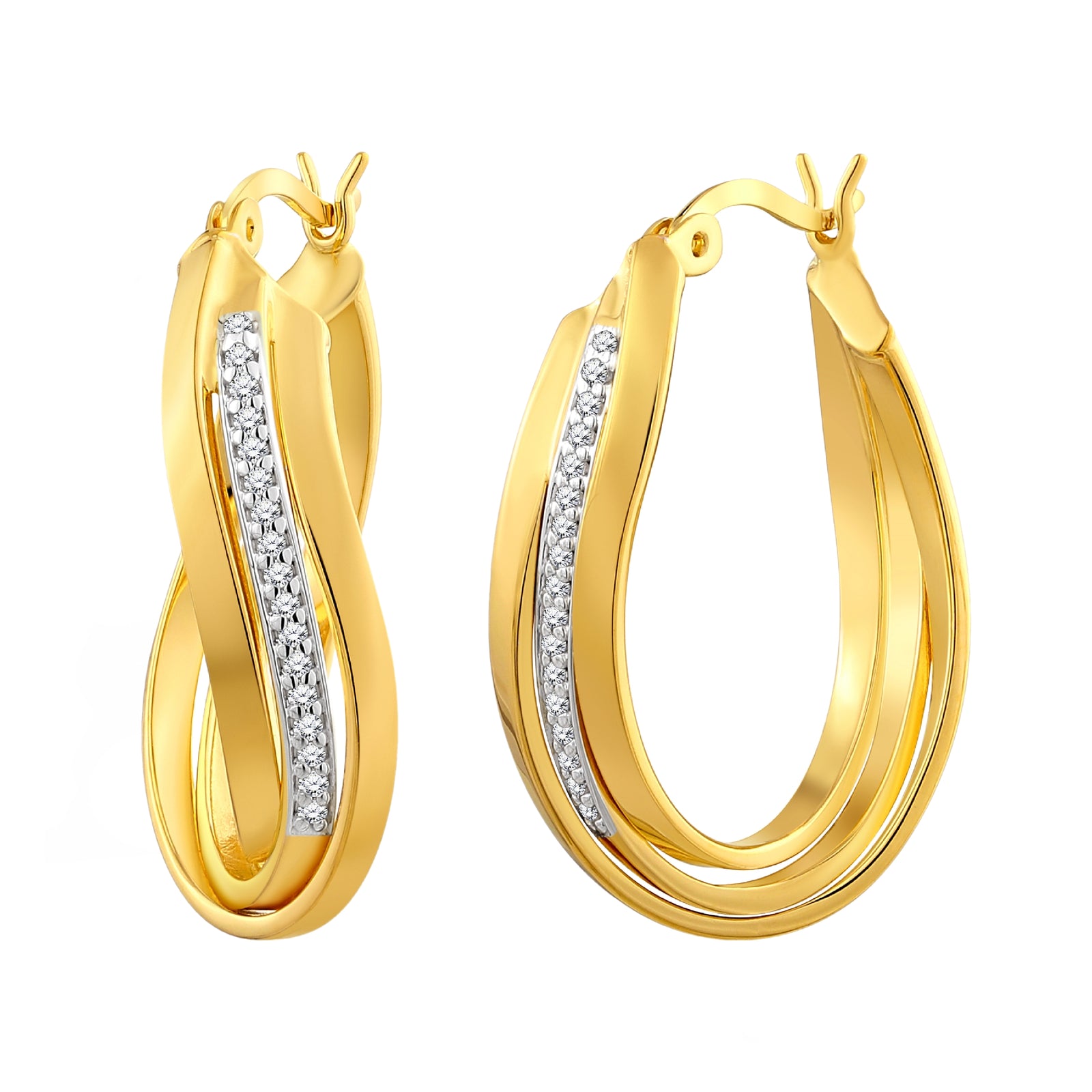 925 STERLING SILVER HOOP EARRINGS WITH CUBIC ZIRCONIA