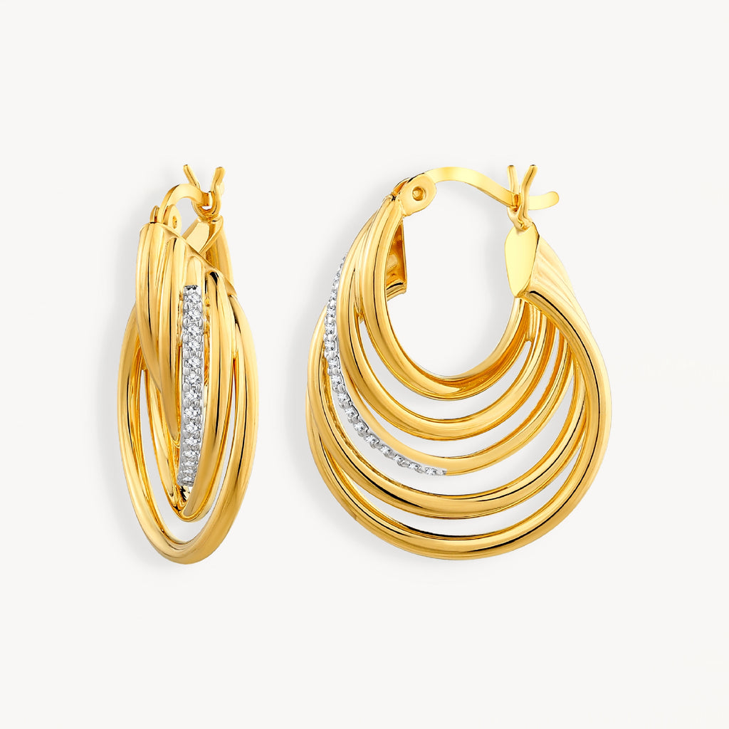 925 STERLING SILVER HOOP EARRINGS WITH CUBIC ZIRCONIA