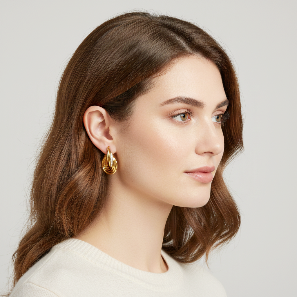925 STERLING SILVER HOOP EARRINGS WITH CUBIC ZIRCONIA