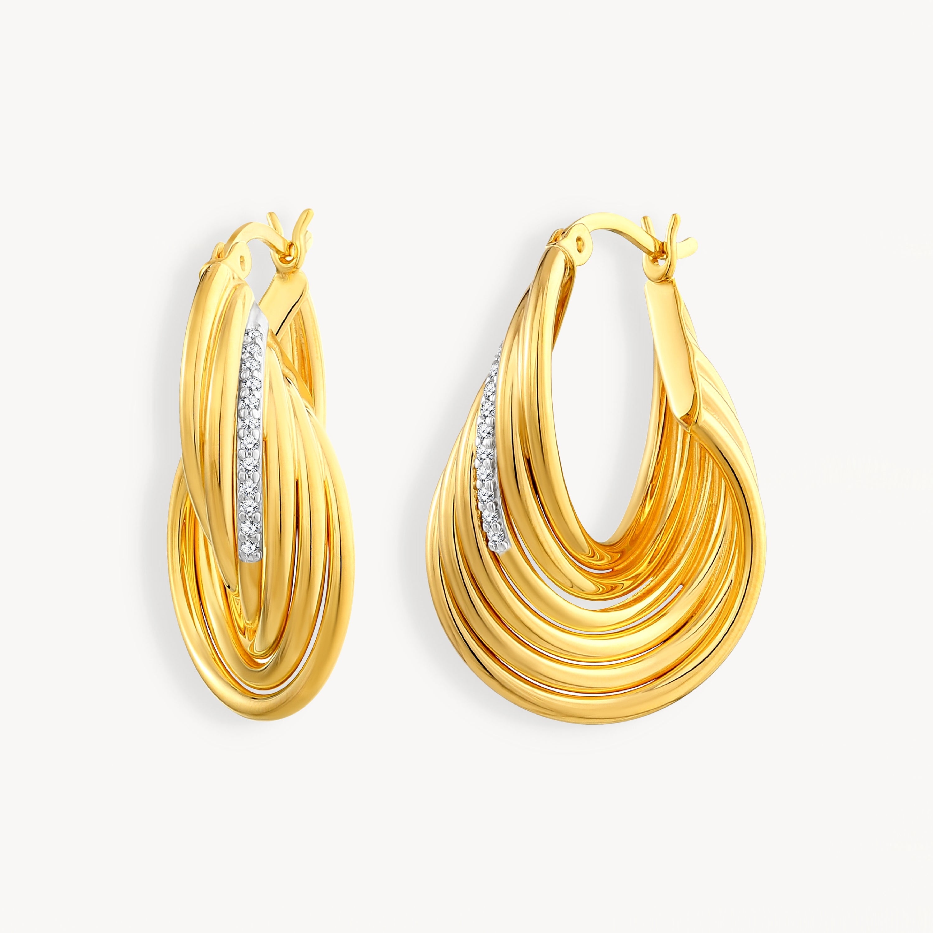 925 STERLING SILVER HOOP EARRINGS WITH CUBIC ZIRCONIA