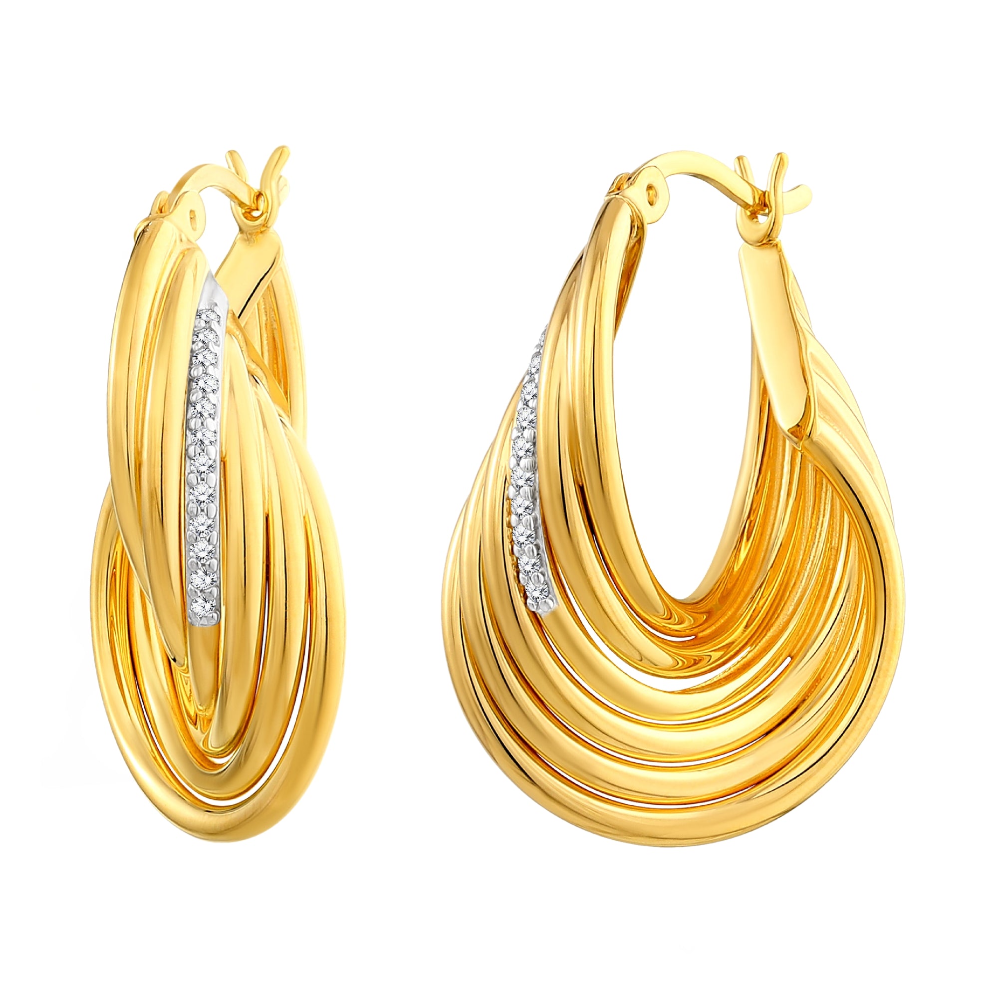 925 STERLING SILVER HOOP EARRINGS WITH CUBIC ZIRCONIA