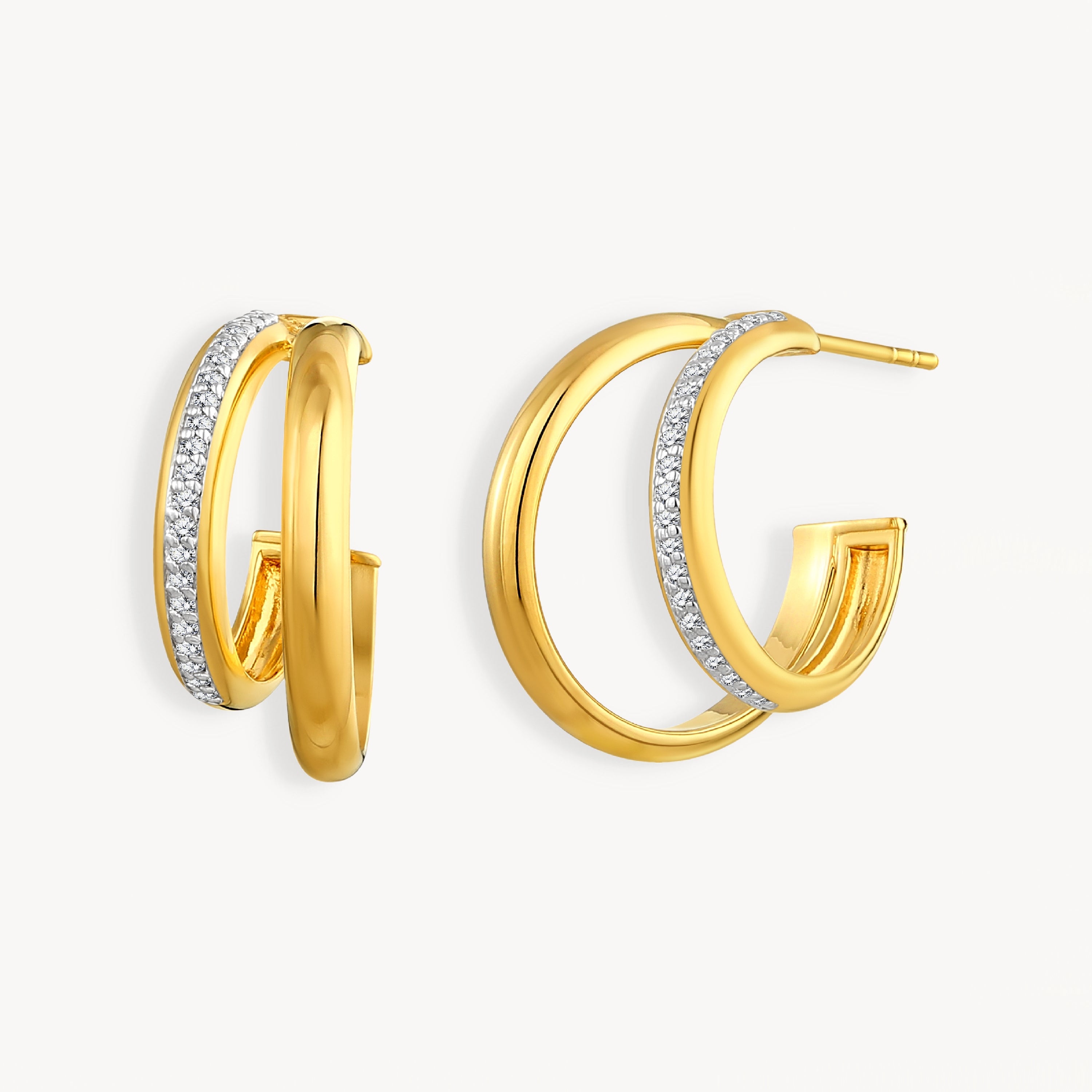 925 STERLING SILVER HOOP EARRINGS WITH CUBIC ZIRCONIA