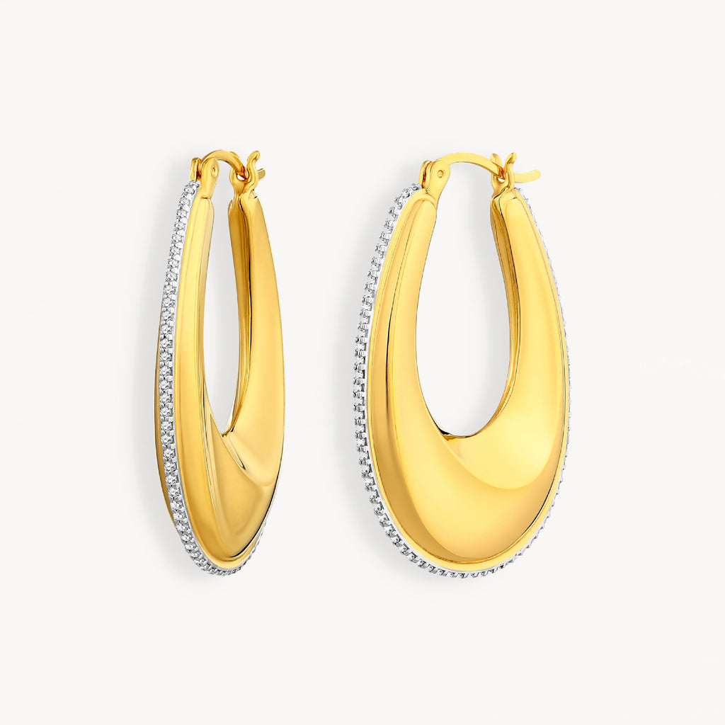 925 STERLING SILVER CREOLE OVAL EARRINGS