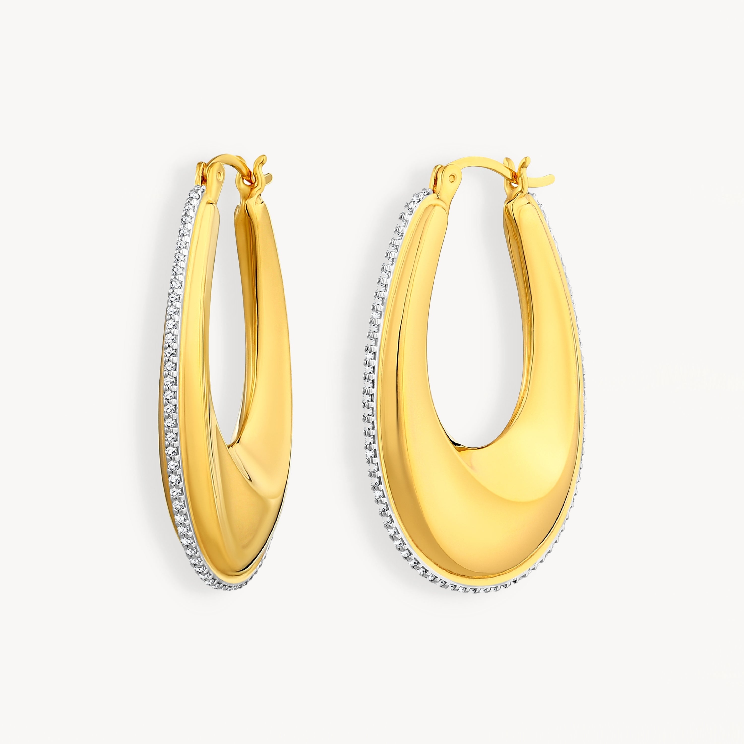 925 STERLING SILVER CREOLE OVAL EARRINGS