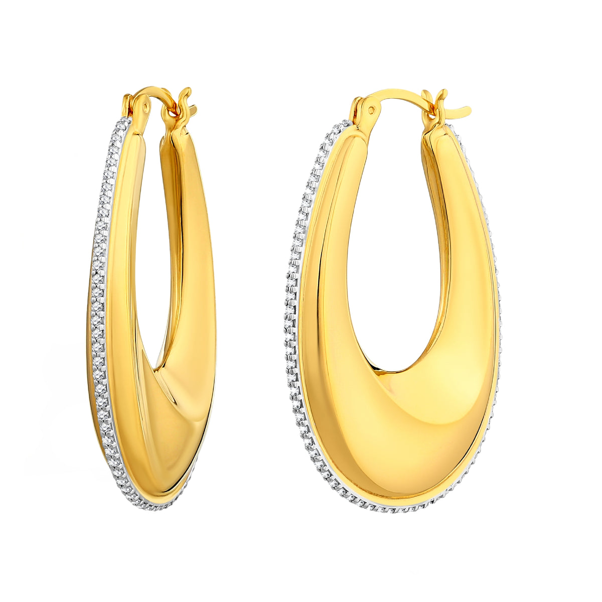 925 STERLING SILVER CREOLE OVAL EARRINGS