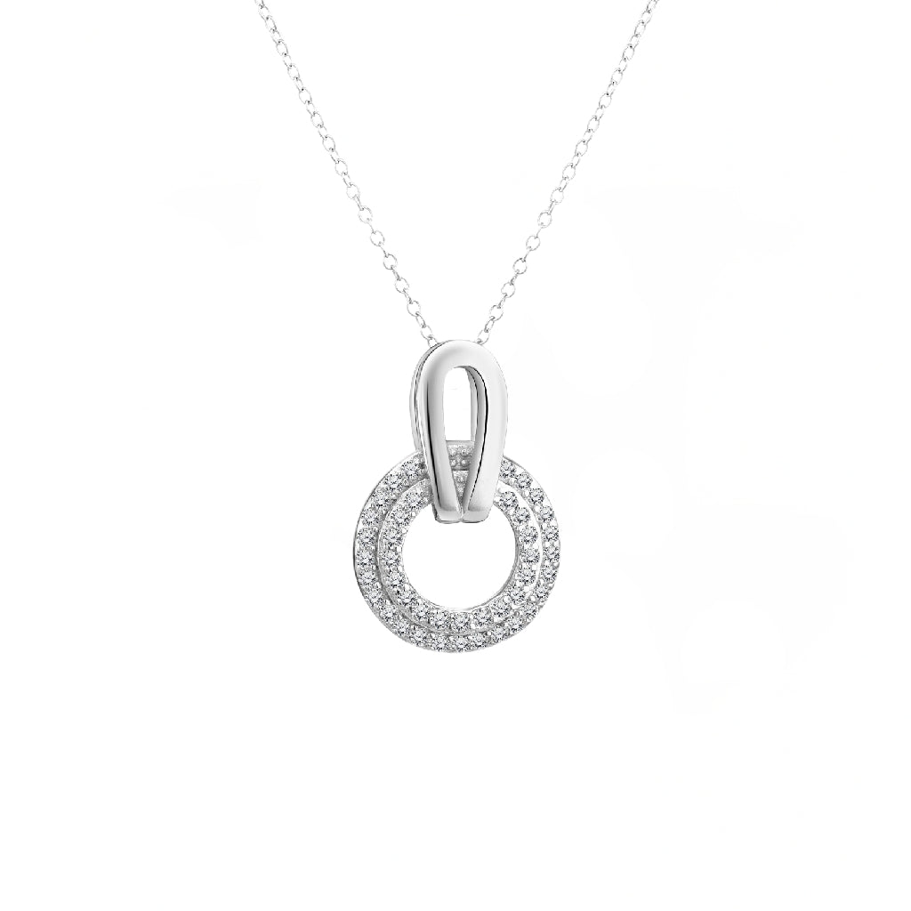 925 STERLING SILVER HALO DANGLED RING PENDANT