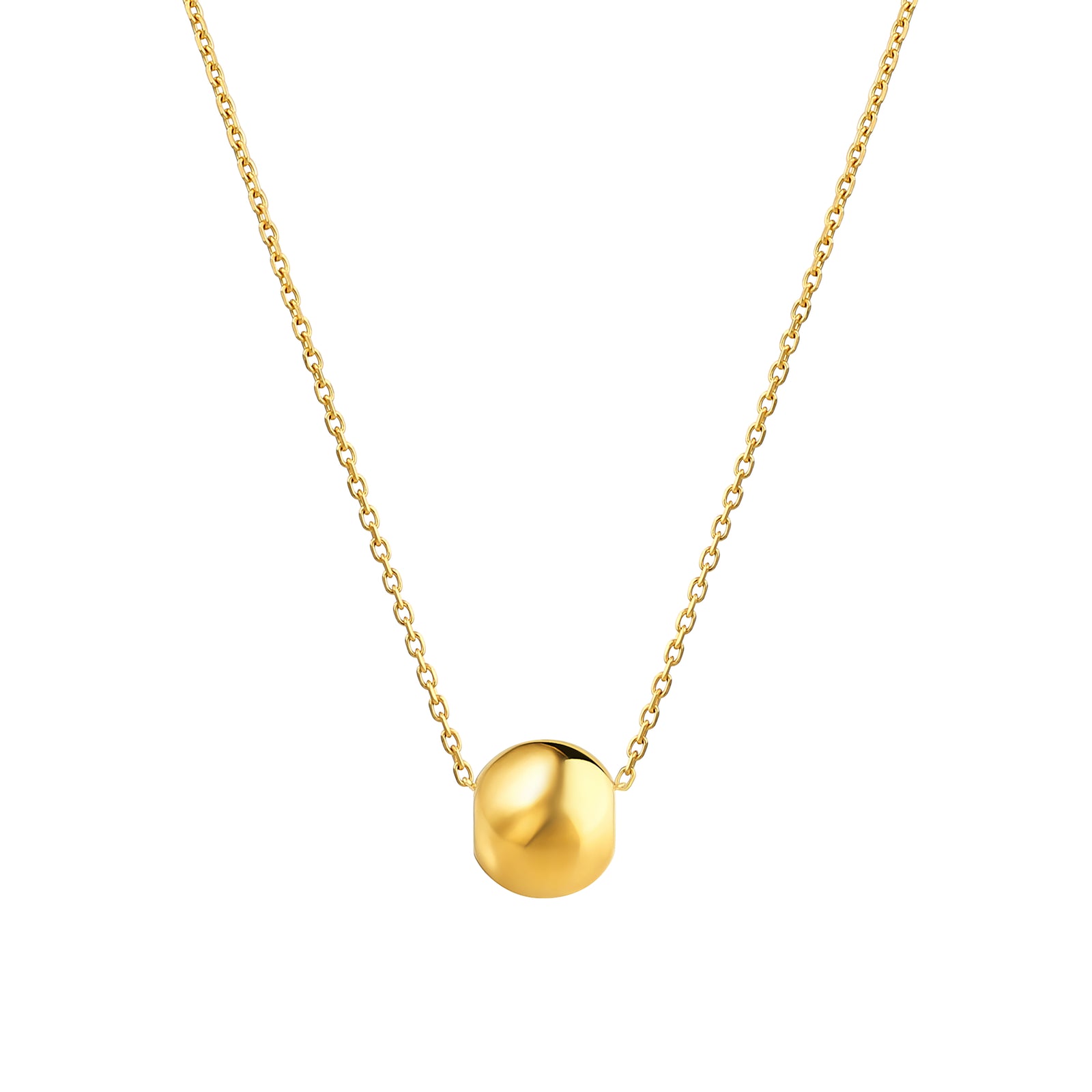 925 Sterling Silver with 14k Gold Plated Ball Bead Chain Necklace