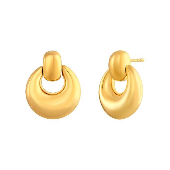 Electroform 925 Sterling Silver with 14K Gold Plated Door Knocker Statement Earrings