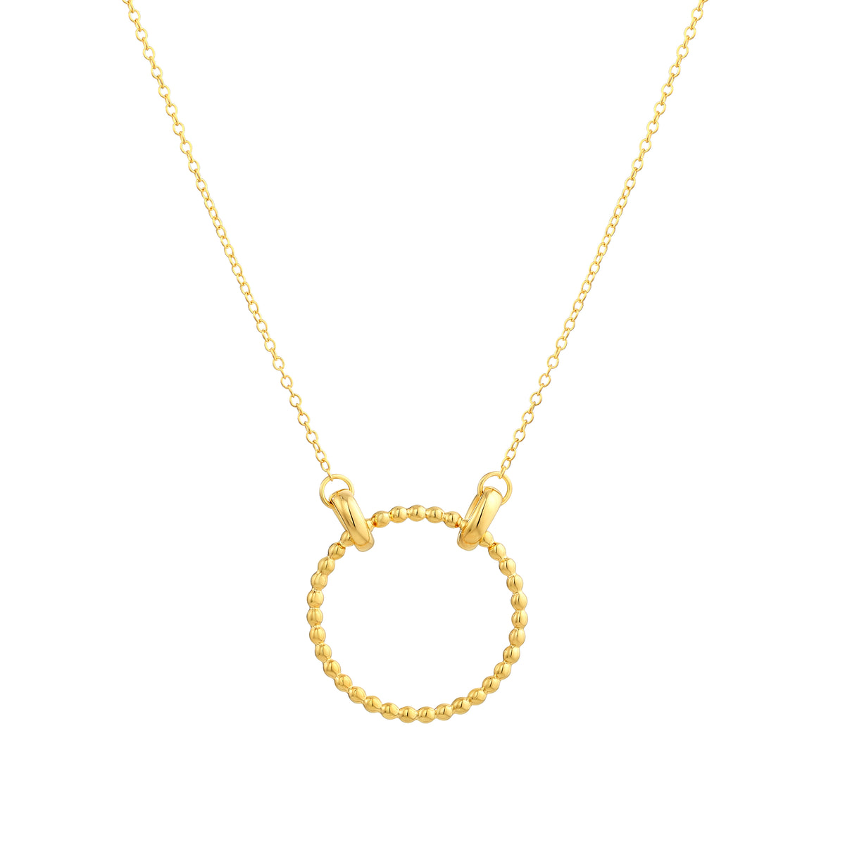 925 Sterling Silver with 14K Gold Plated Open Beaded Circle Necklace