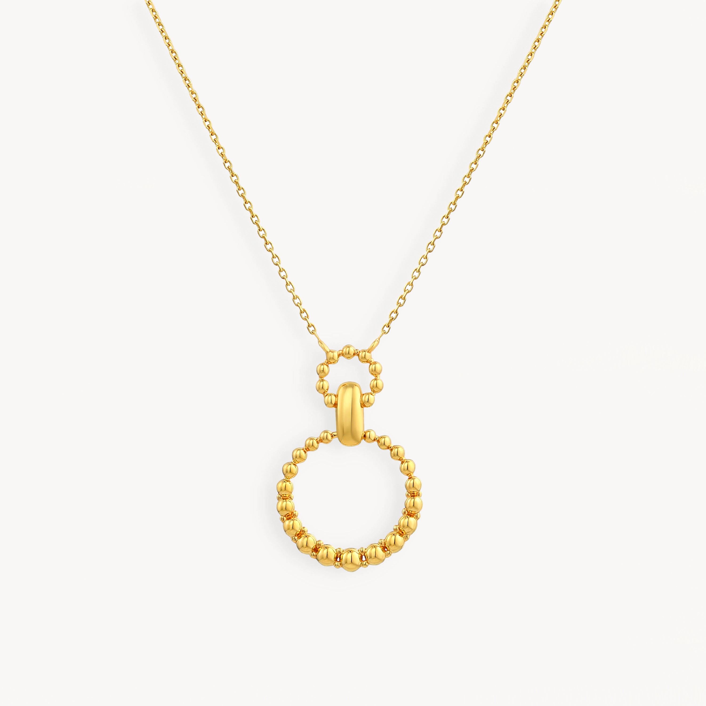 925 STERLING SILVER BEADED CIRCLES PENDANT NECKLACE